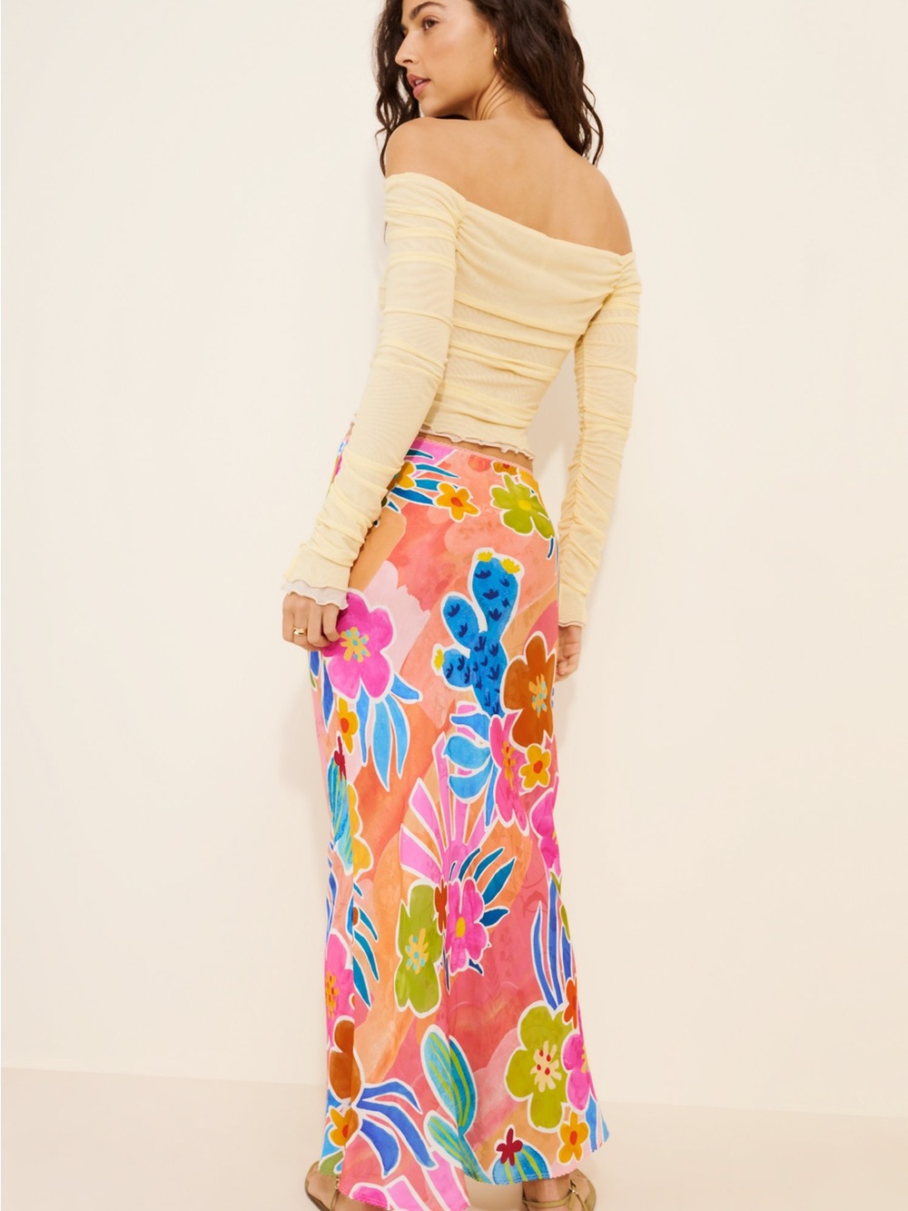 Spell Pink Floral Lemon Maxi Skirt - Picture 9 of 13